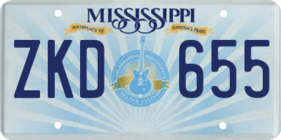MS license plate ZKD655