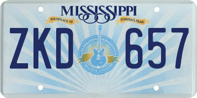 MS license plate ZKD657