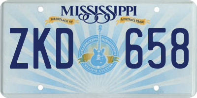 MS license plate ZKD658