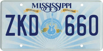 MS license plate ZKD660