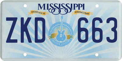 MS license plate ZKD663