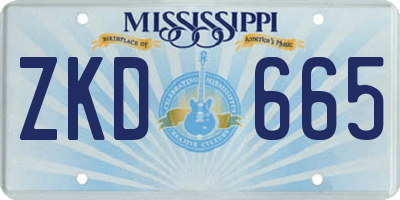 MS license plate ZKD665