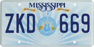 MS license plate ZKD669