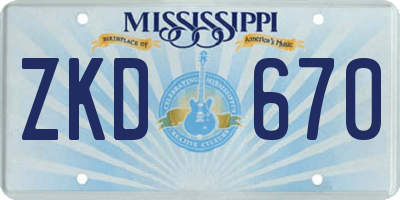 MS license plate ZKD670