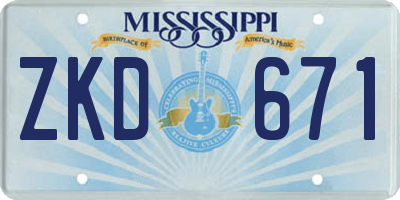 MS license plate ZKD671