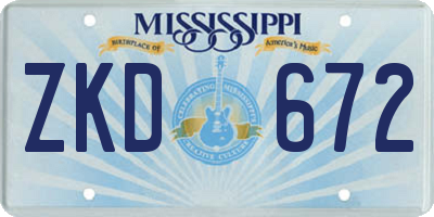 MS license plate ZKD672