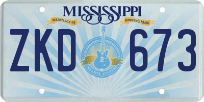 MS license plate ZKD673