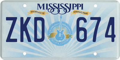 MS license plate ZKD674