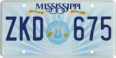 MS license plate ZKD675