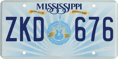 MS license plate ZKD676