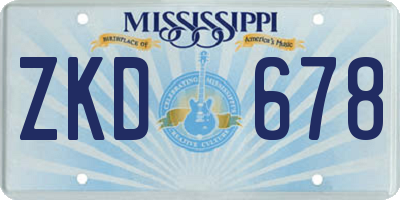 MS license plate ZKD678