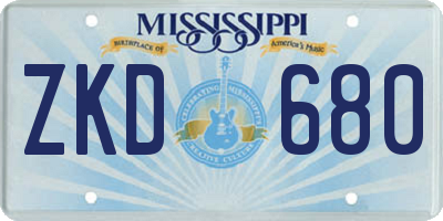 MS license plate ZKD680
