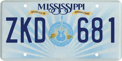 MS license plate ZKD681