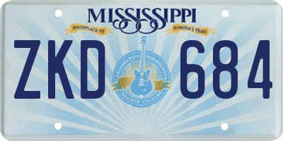 MS license plate ZKD684