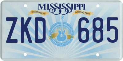 MS license plate ZKD685