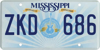 MS license plate ZKD686