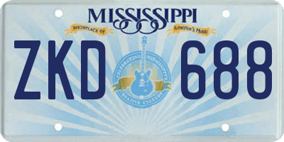 MS license plate ZKD688