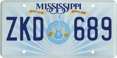 MS license plate ZKD689