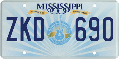 MS license plate ZKD690
