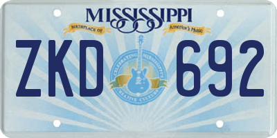 MS license plate ZKD692