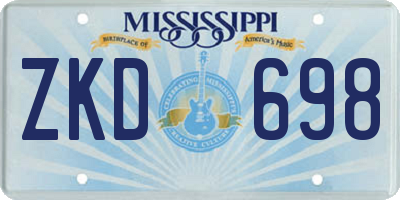 MS license plate ZKD698