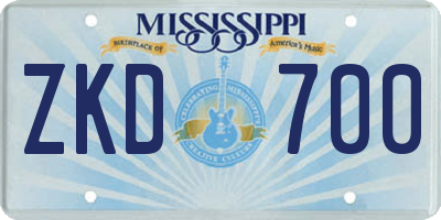 MS license plate ZKD700