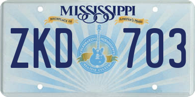 MS license plate ZKD703