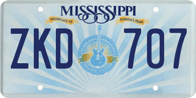 MS license plate ZKD707