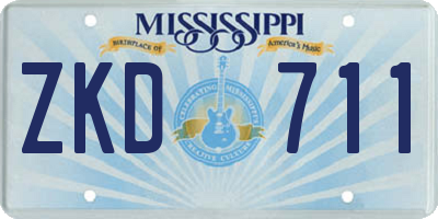 MS license plate ZKD711
