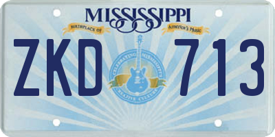 MS license plate ZKD713