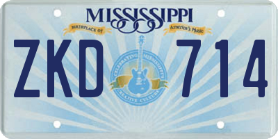 MS license plate ZKD714