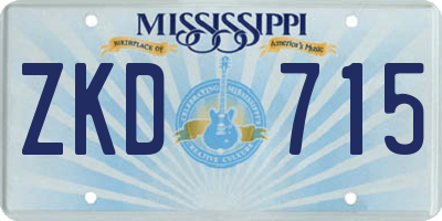 MS license plate ZKD715