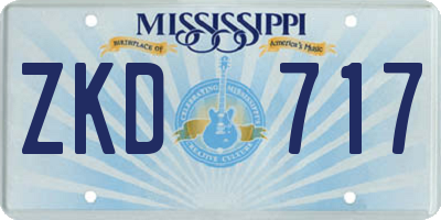 MS license plate ZKD717