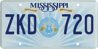 MS license plate ZKD720