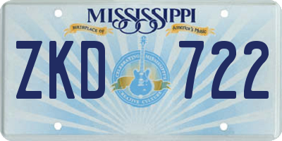 MS license plate ZKD722