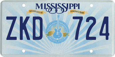 MS license plate ZKD724