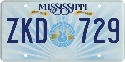 MS license plate ZKD729