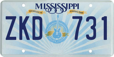 MS license plate ZKD731