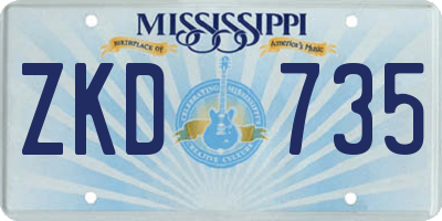 MS license plate ZKD735