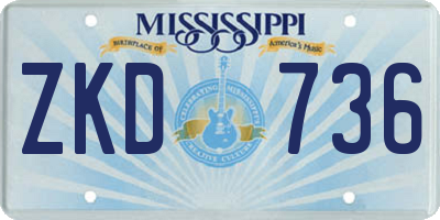 MS license plate ZKD736