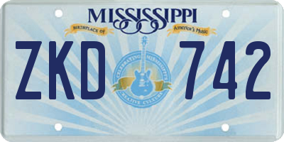 MS license plate ZKD742