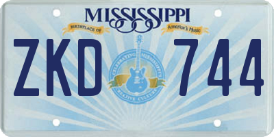 MS license plate ZKD744