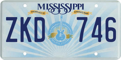 MS license plate ZKD746