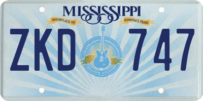 MS license plate ZKD747