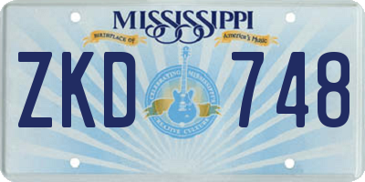 MS license plate ZKD748