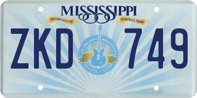 MS license plate ZKD749
