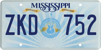 MS license plate ZKD752