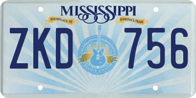 MS license plate ZKD756
