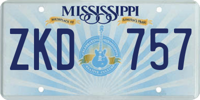 MS license plate ZKD757
