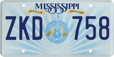 MS license plate ZKD758